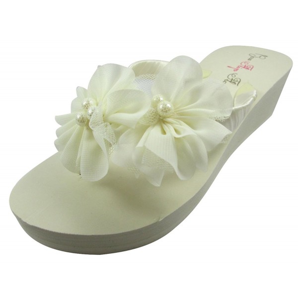 Bow Flip Flops Chiffon Platform