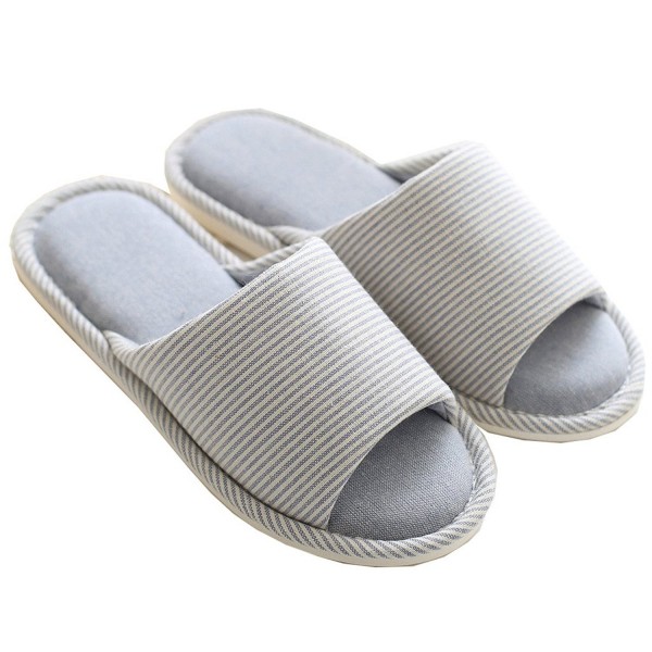 Open-Toe Home Slippers With Comfy Knitted Cotton Lining Anti-Slip ...