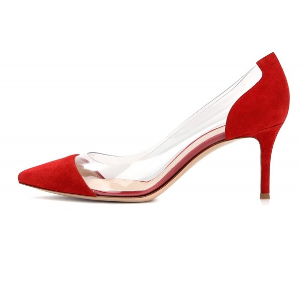 Eldof Transparent Stilettos Wedding Red Suede