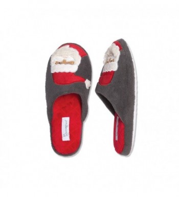 PajamaGram Holiday Santa Slippers Non Skid