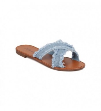 Breckelles Women Frayed Denim Sandal