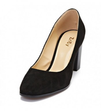 ZriEy womens Pointed Chunky Pumps