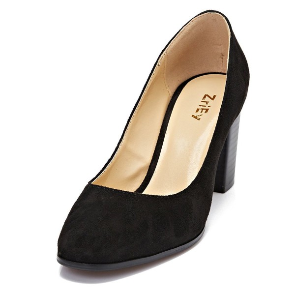 ZriEy womens Pointed Chunky Pumps