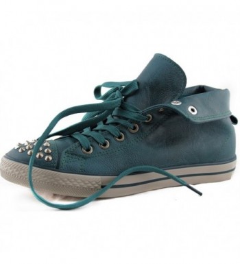 Womens Studded Leather Sneaker Emerald