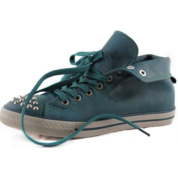 Womens Studded Leather Sneaker Emerald