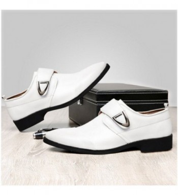 Men's Formal Business Oxford Velcro-Straps Dress Shoes - White ...