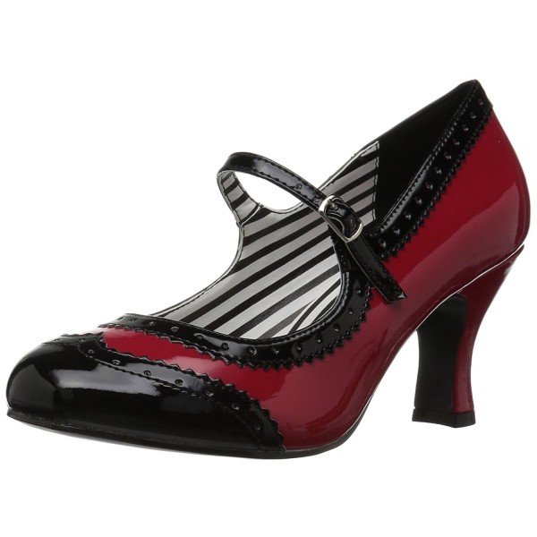 Pleaser Womens Jenna06 Red Blk Patent