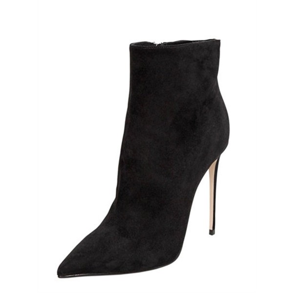 black suede high ankle boots