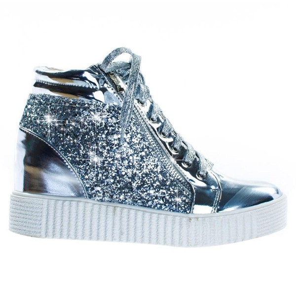 silver glitter high top sneakers