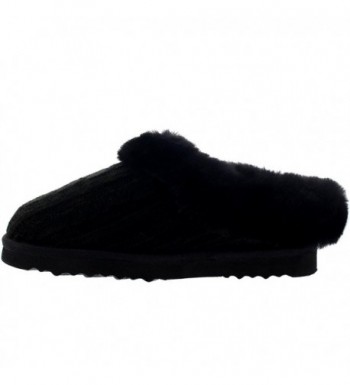 Womens Real Knitted Slippers - Black - CV12HNV3NR7
