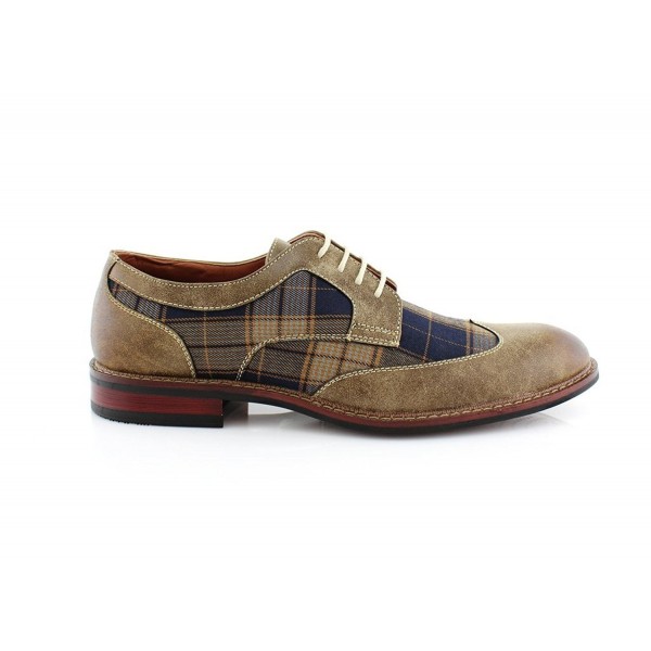 M-19266A Mens Lace Up Plaid Oxford Dress Classic Shoes - Brown (Run Big ...