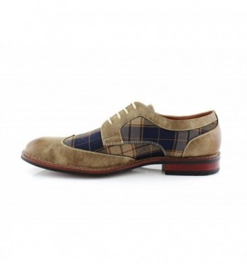 M-19266A Mens Lace Up Plaid Oxford Dress Classic Shoes - Brown (Run Big ...