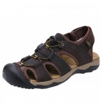 DADAWEN Leather Closed Toe Adjustable Athletic