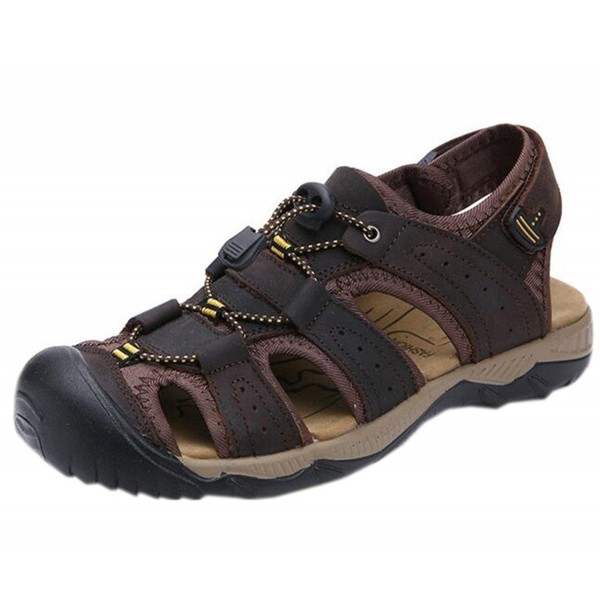 DADAWEN Leather Closed Toe Adjustable Athletic