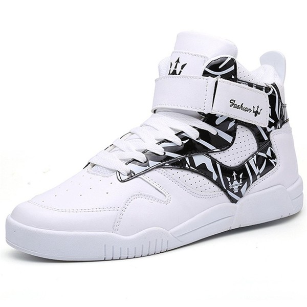 Men's Fashion High Top Leather Street Sneakers Sports Casual Shoes ...