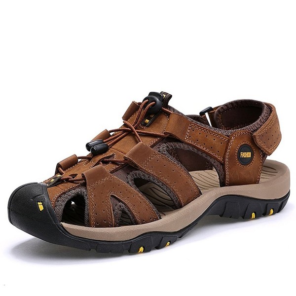 Men's Genuine Leather Sandals Athletic Fisherman Sandals for Outdoor ...