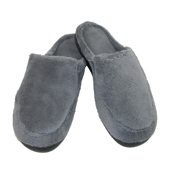 Mens Microterry Clog Slippers - Charcoal Grey - C711OY16Q2J