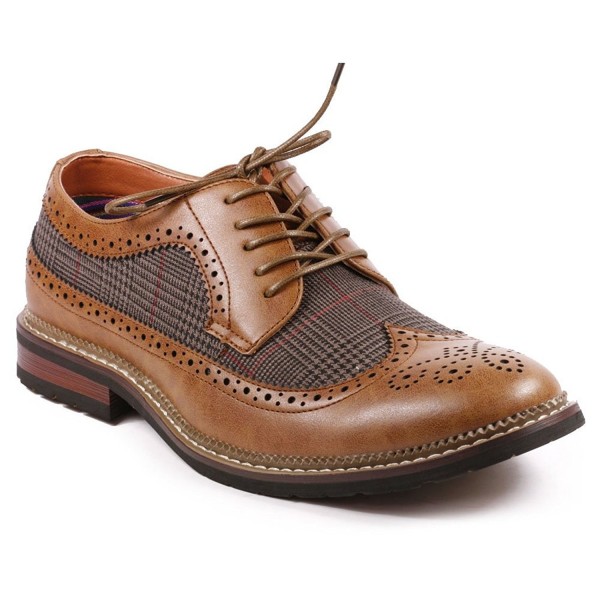 MET525-6 Men's Tweed Perforated Wing Tip Lace Up Oxford Dress Shoes ...