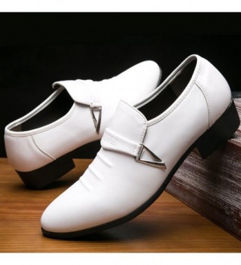 Men's Pointed-Toe Tuxedo Dress Shoes Casual Slip-On Loafer - White ...