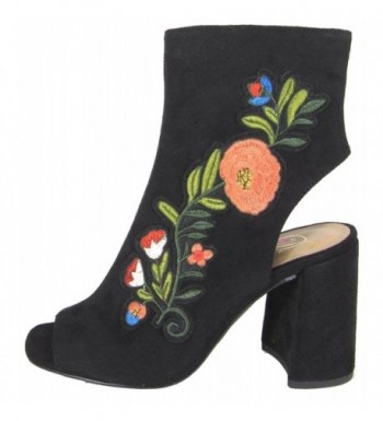 Delicious Womens Floral Embroidered Bootie
