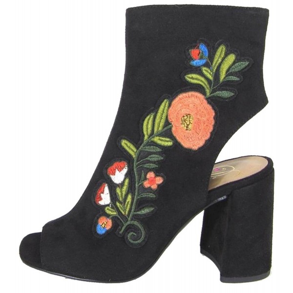 Delicious Womens Floral Embroidered Bootie