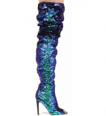 Dazzle-01 Thigh High Over Knee Sequin Sparkle Open Toe Stiletto Heel ...