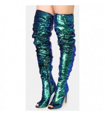 Dazzle-01 Thigh High Over Knee Sequin Sparkle Open Toe Stiletto Heel ...